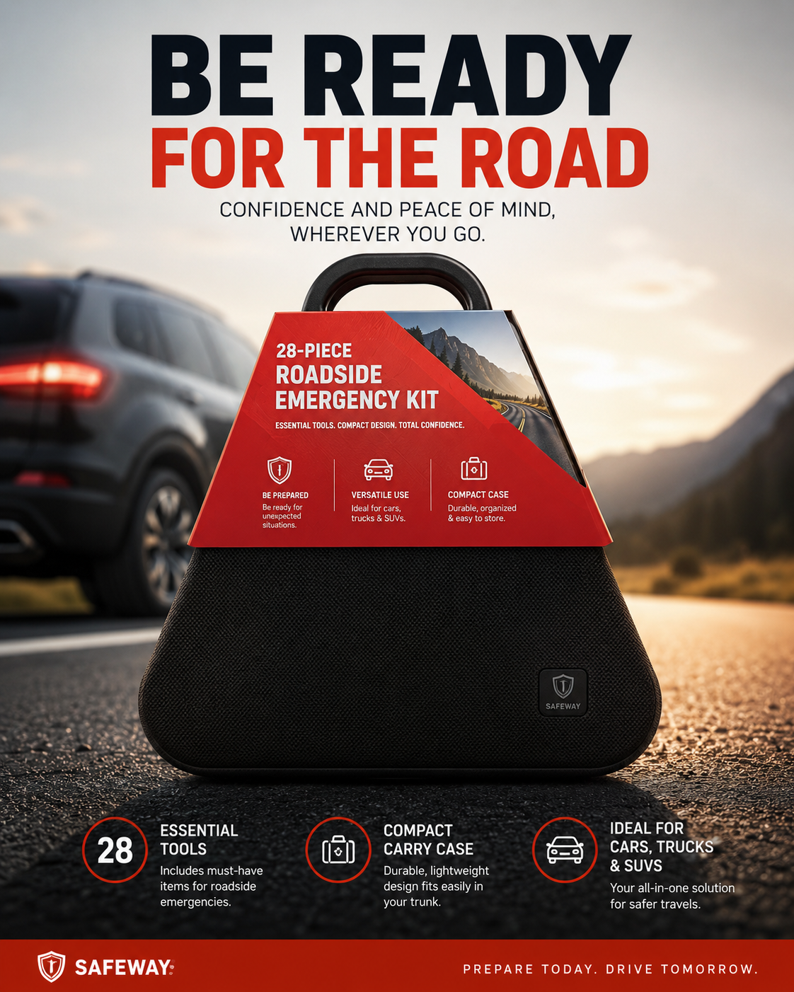 28 Pc Roadside Emergency Kit